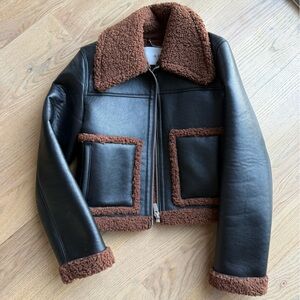 A.L.C Archer Vegan Leather Fleece Trim Jacket XS